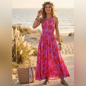 ✨ Anthropologie by Able the Label Floral Boho Halter Maxi Dress ✨ Size Small